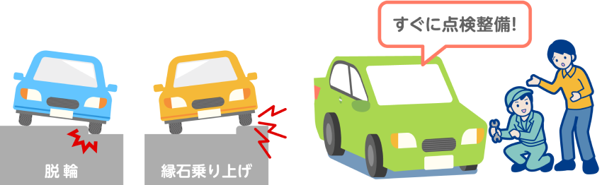 脱輪したり、縁石に乗り上げてしまったら